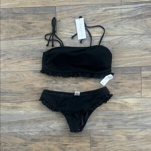 Stylish Black Ruffled Bikini Top